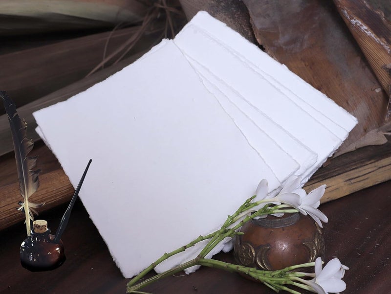 HLC 50 Pack Cotton Watercolor Paper with Deckle Edge 200 GSM Rough Textured Watercolor Paper for Writing (Off White, 9 x 12) - Image 5